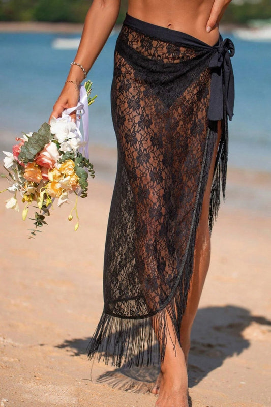 Black Lace Sarong Cover-Up