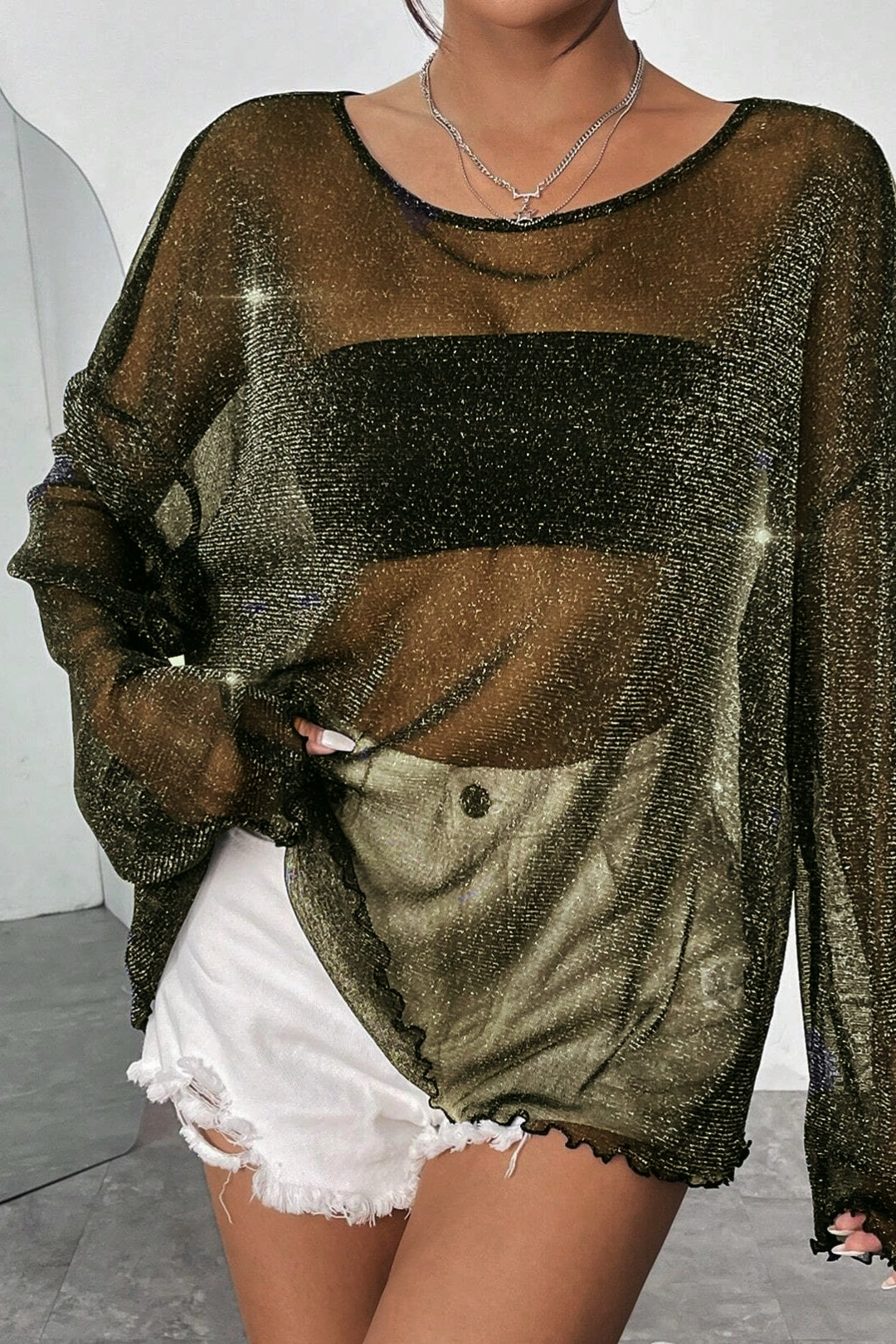 Golden Glow Sheer Top – Bronze