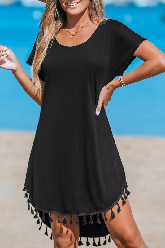 Black Tassel Beach Cover-Up