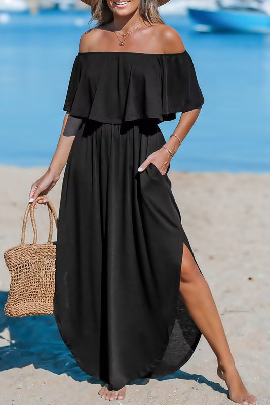 Ocean Whisper Off-Shoulder Dress