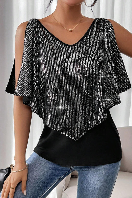 Glimmer Cascade Sequin Top